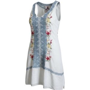 Johnny Was - 100% Linen Floral Embroidered Sleeveless Dress Size Large